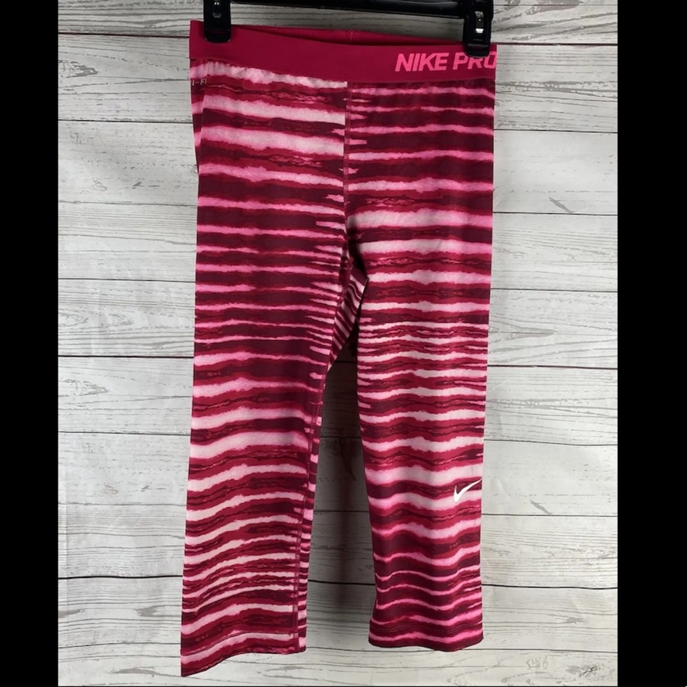 Nike Pro Pink Tiger Striped Cropped Pants